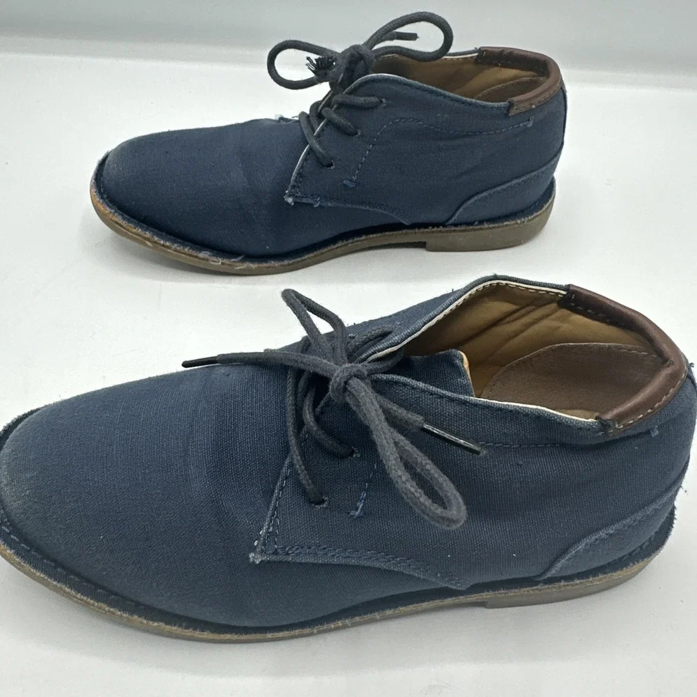 Kenneth Cole Real Deal‎ Navy Blue Canvas Lace Up Boys Dress Shoes Size 13